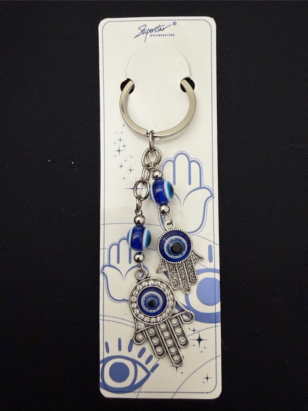 Blue Hamsa & Evil Eye Keychain